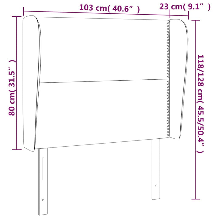 sengegavl med kanter 103x23x118/128 cm fløjl mørkegrøn