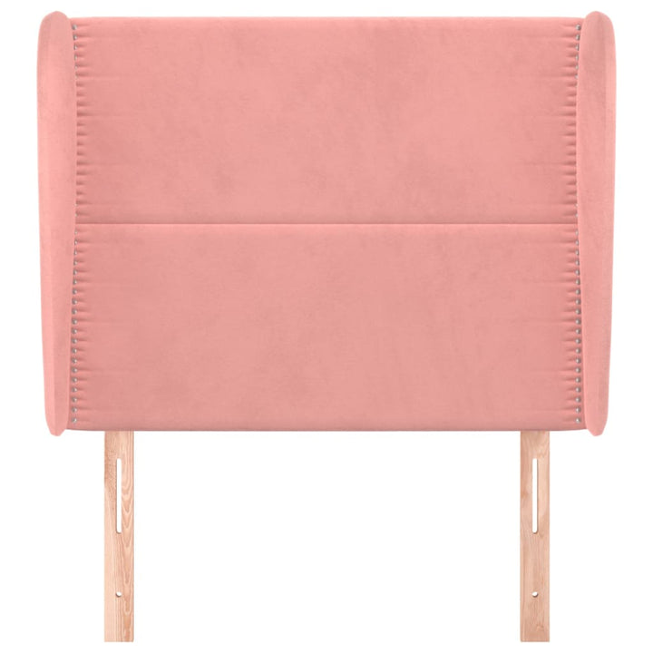 sengegavl med kanter 103x23x118/128 cm fløjl lyserød