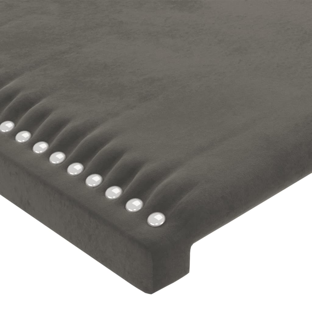 sengegavl med kanter 163x23x118/128 cm fløjl mørkegrå