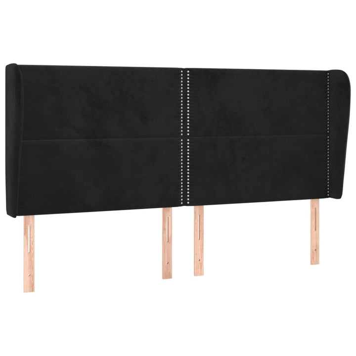 sengegavl med kanter 183x23x118/128 cm fløjl sort