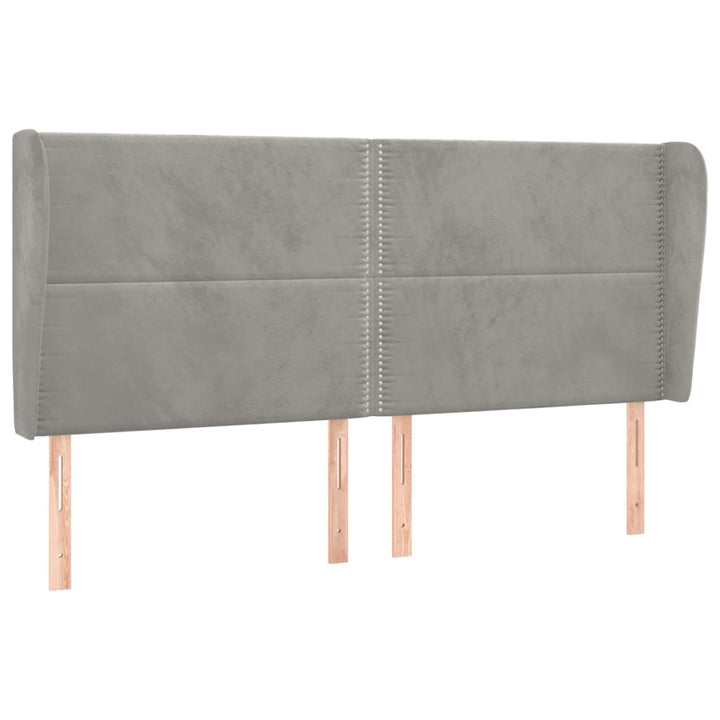 sengegavl med kanter 203x23x118/128 cm fløjl lysegrå