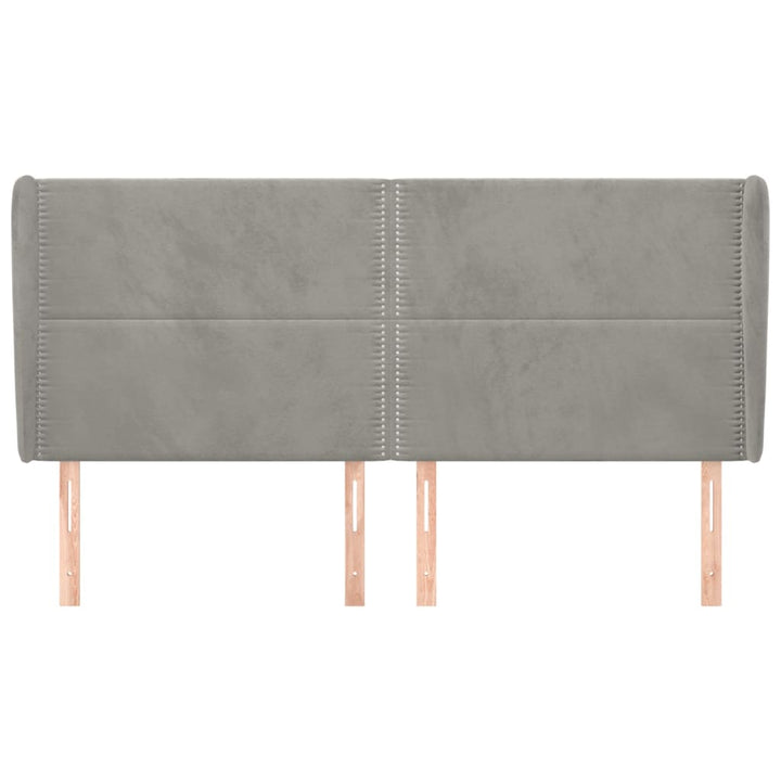 sengegavl med kanter 203x23x118/128 cm fløjl lysegrå