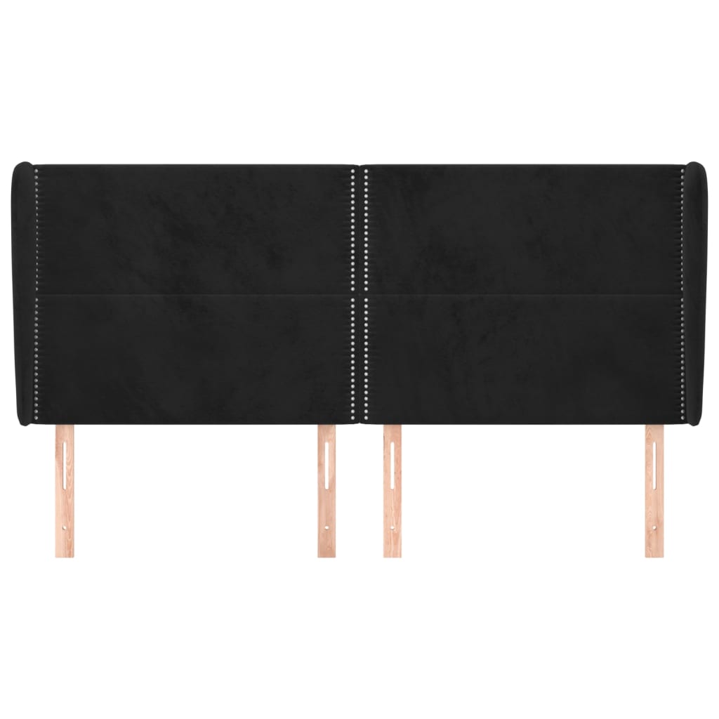 sengegavl med kanter 203x23x118/128 cm fløjl sort