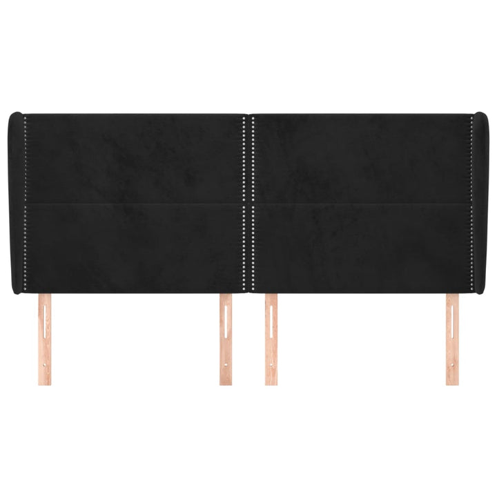 sengegavl med kanter 203x23x118/128 cm fløjl sort