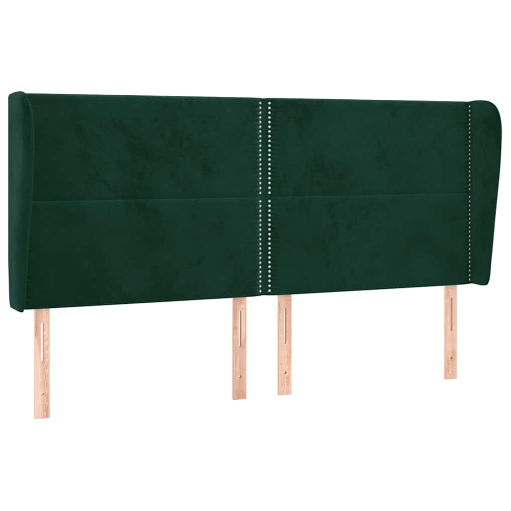 sengegavl med kanter 203x23x118/128 cm fløjl mørkegrøn