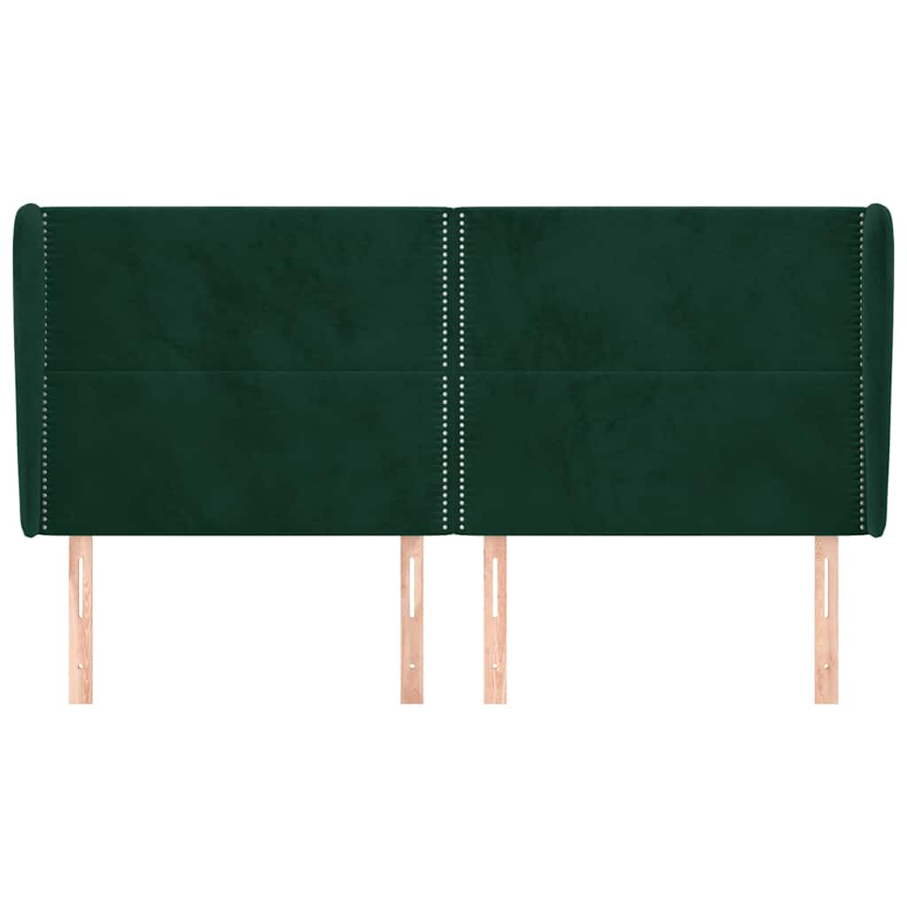 sengegavl med kanter 203x23x118/128 cm fløjl mørkegrøn