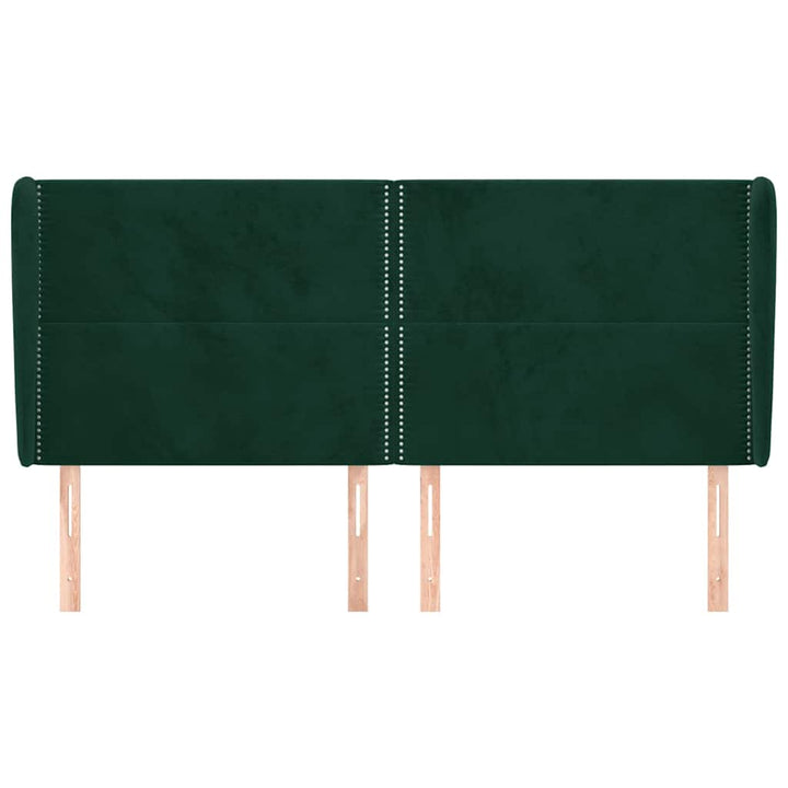 sengegavl med kanter 203x23x118/128 cm fløjl mørkegrøn
