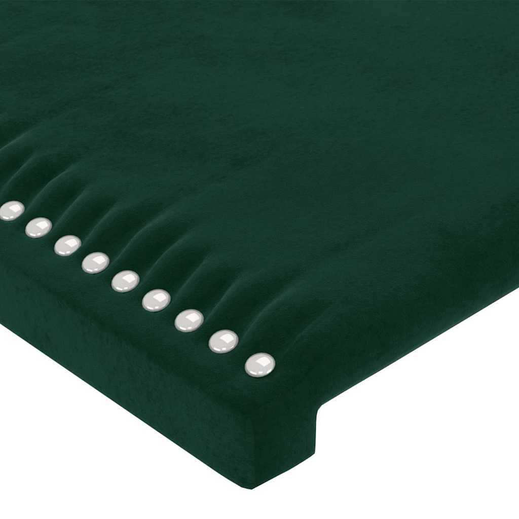 sengegavl med kanter 203x23x118/128 cm fløjl mørkegrøn