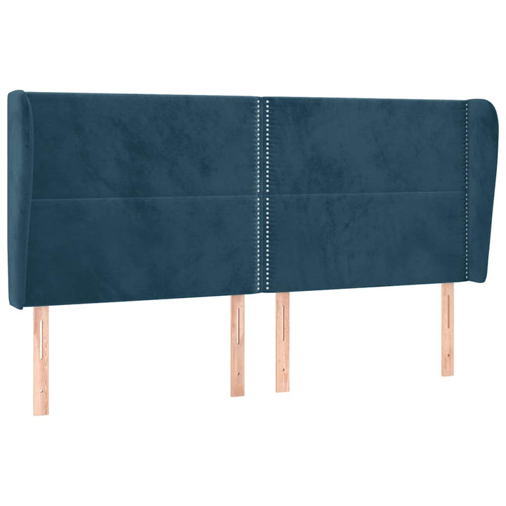 sengegavl med kanter 203x23x118/128 cm fløjl mørkeblå