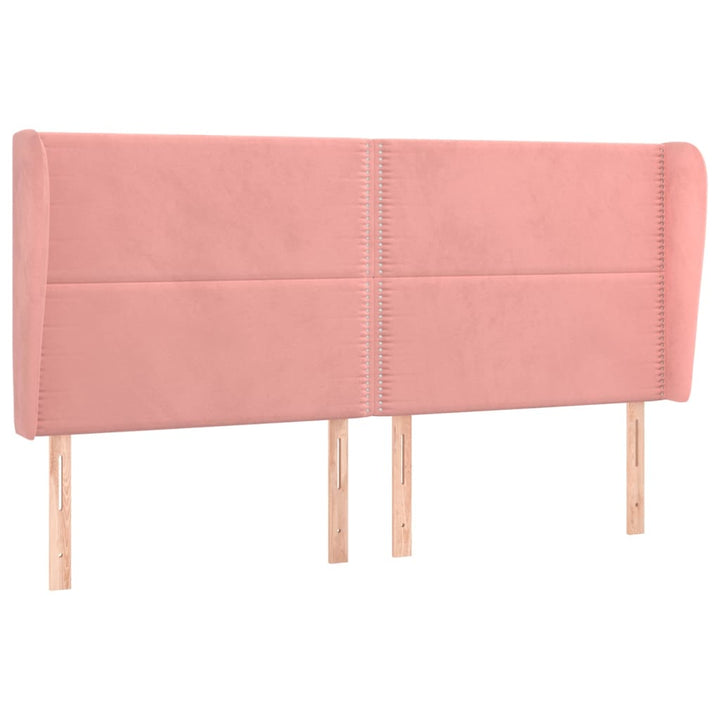 sengegavl med kanter 203x23x118/128 cm fløjl lyserød