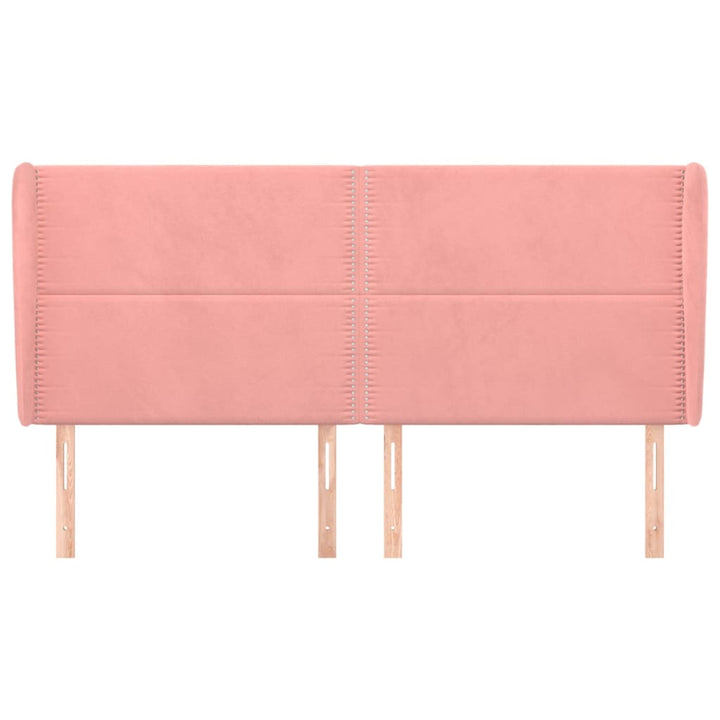 sengegavl med kanter 203x23x118/128 cm fløjl lyserød