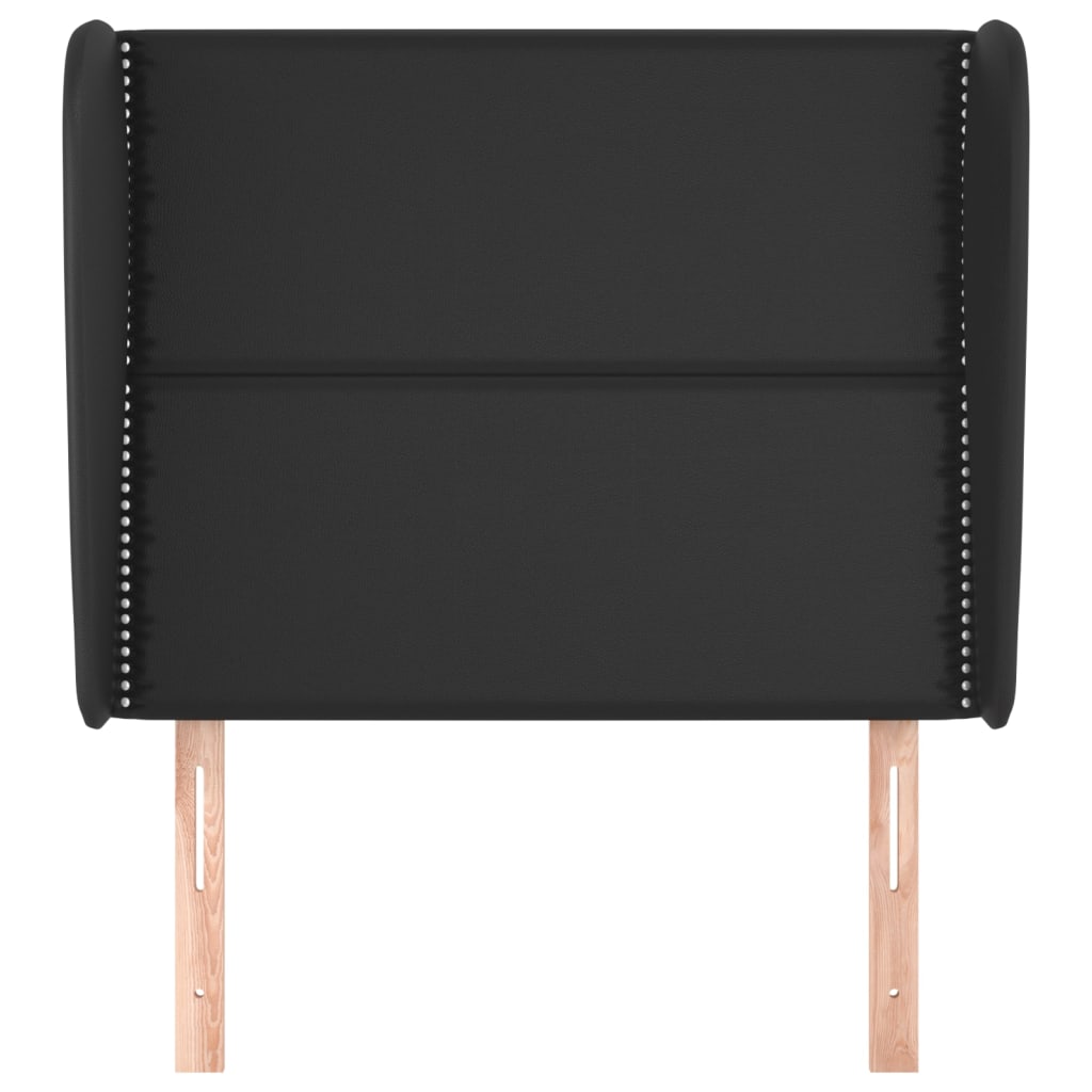 sengegavl med kanter 93x23x118/128 cm kunstlæder sort