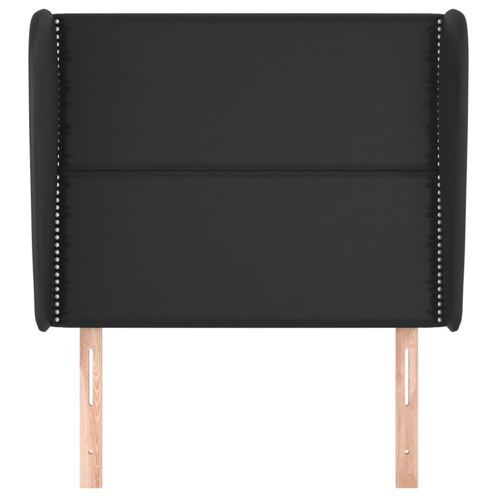 sengegavl med kanter 93x23x118/128 cm kunstlæder sort