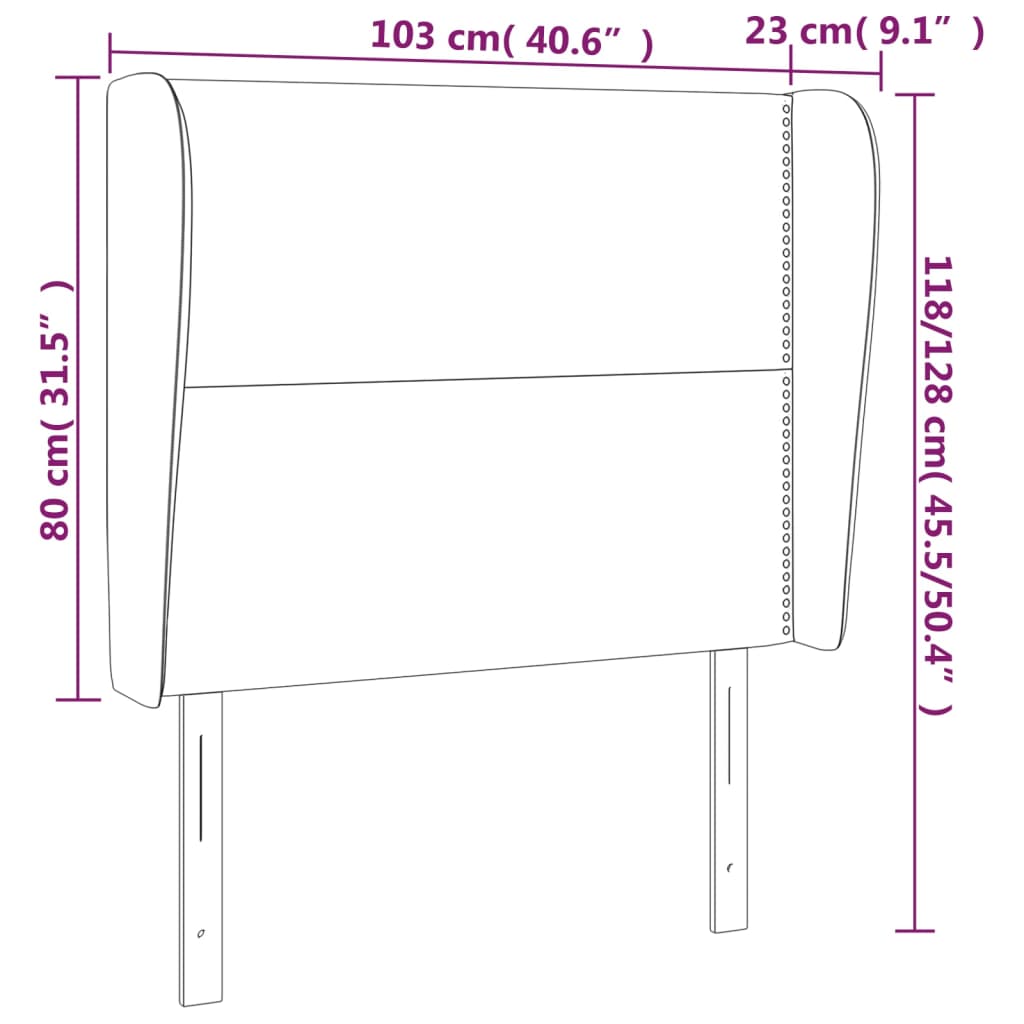 sengegavl med kanter 103x23x118/128 cm kunstlæder grå