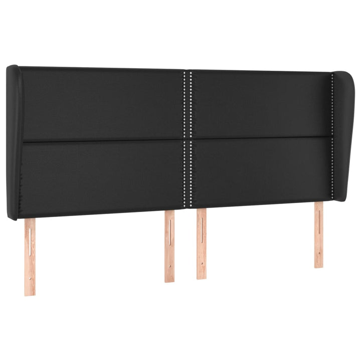 sengegavl med kanter 183x23x118/128 cm kunstlæder sort