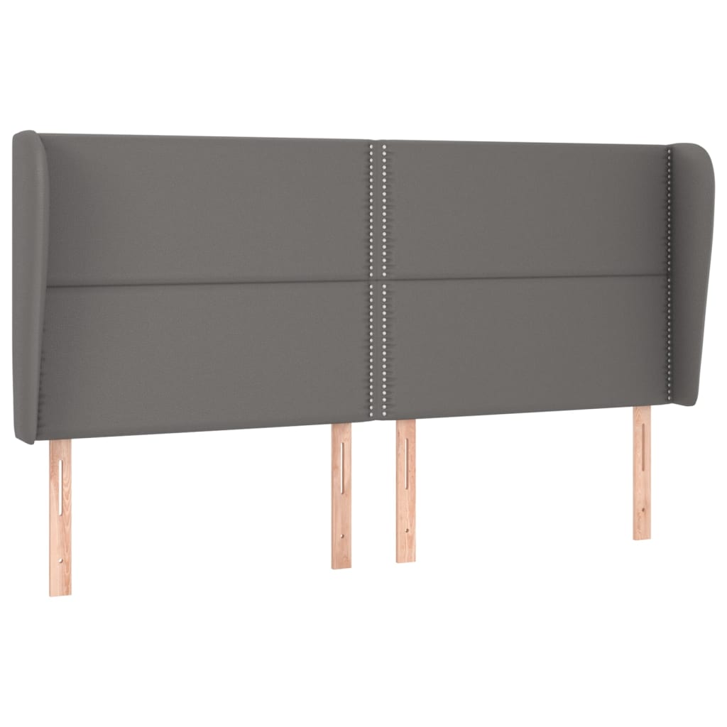 sengegavl med kanter 203x23x118/128 cm kunstlæder grå