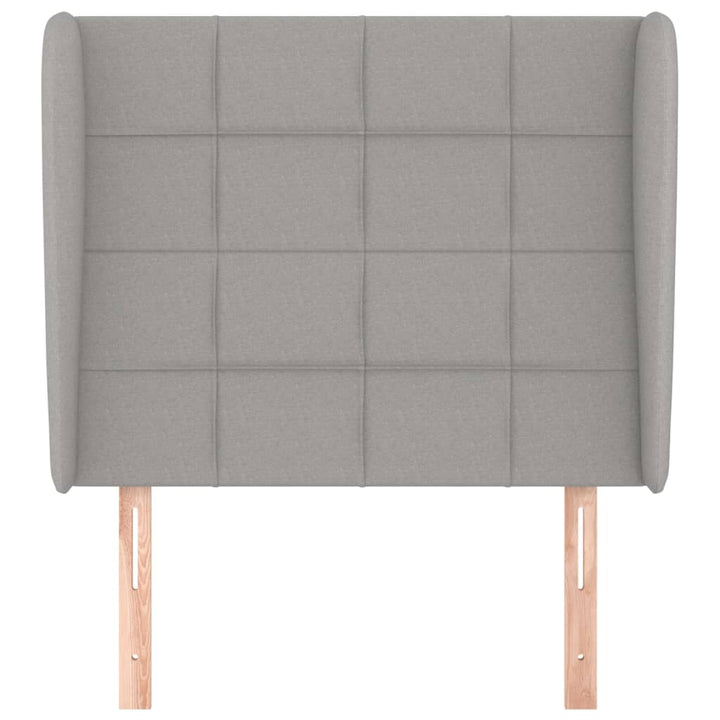 sengegavl med kanter 83x23x118/128 cm stof lysegrå