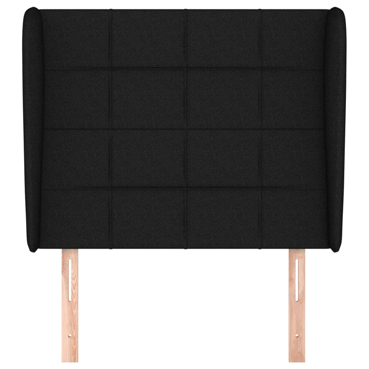 sengegavl med kanter 83x23x118/128 cm stof sort