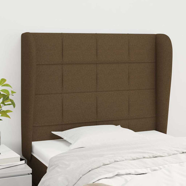 sengegavl med kanter 83x23x118/128 cm stof mørkebrun