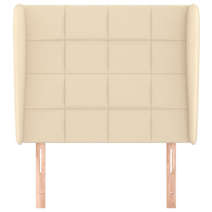 sengegavl med kanter 83x23x118/128 cm stof cremefarvet