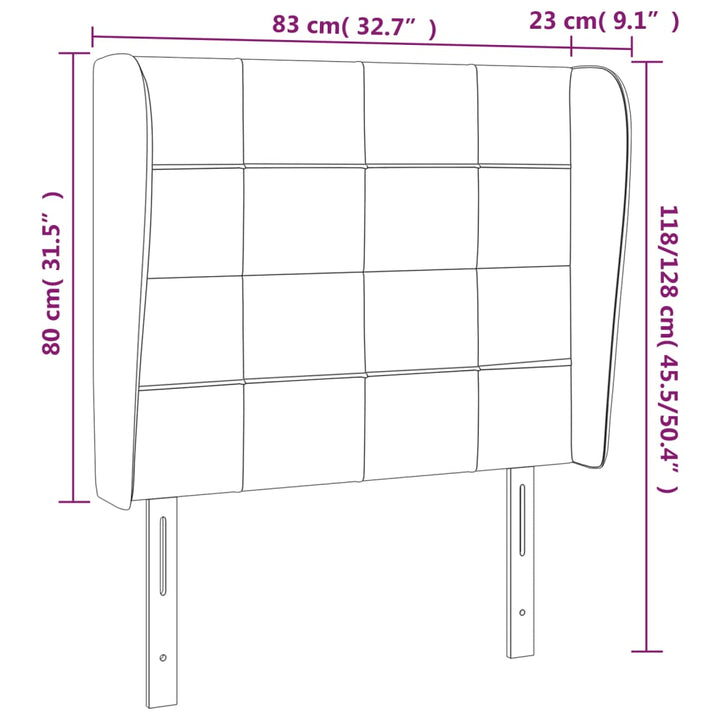 sengegavl med kanter 83x23x118/128 cm stof cremefarvet