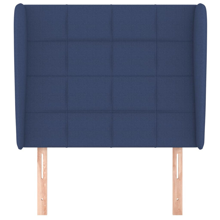 sengegavl med kanter 83x23x118/128 cm stof blå