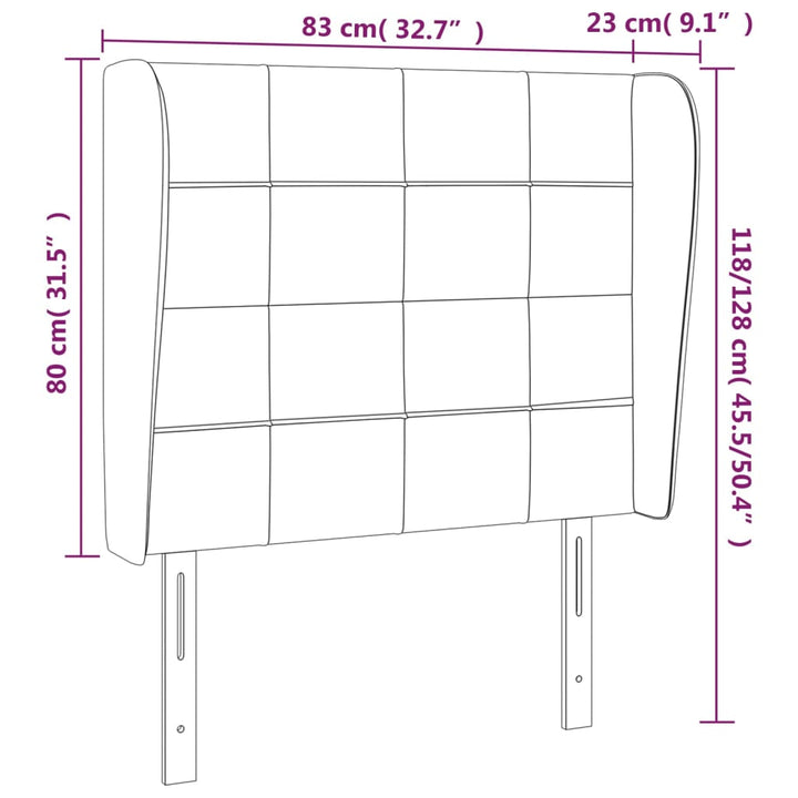 sengegavl med kanter 83x23x118/128 cm stof blå