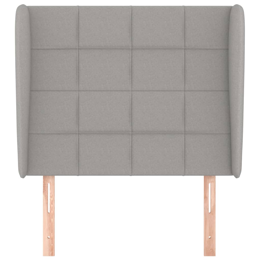 sengegavl med kanter 93x23x118/128 cm stof lysegrå