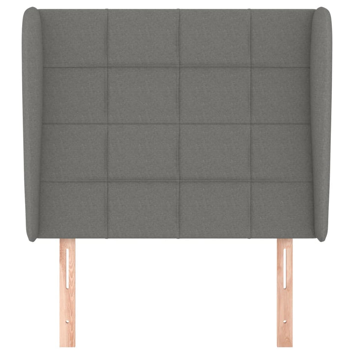 sengegavl med kanter 93x23x118/128 cm stof mørkegrå