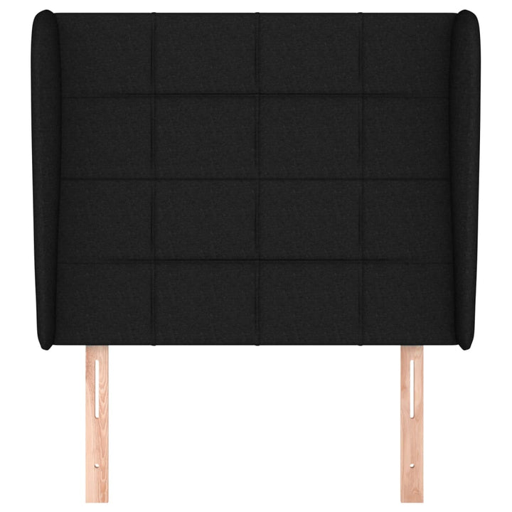 sengegavl med kanter 93x23x118/128 cm stof sort