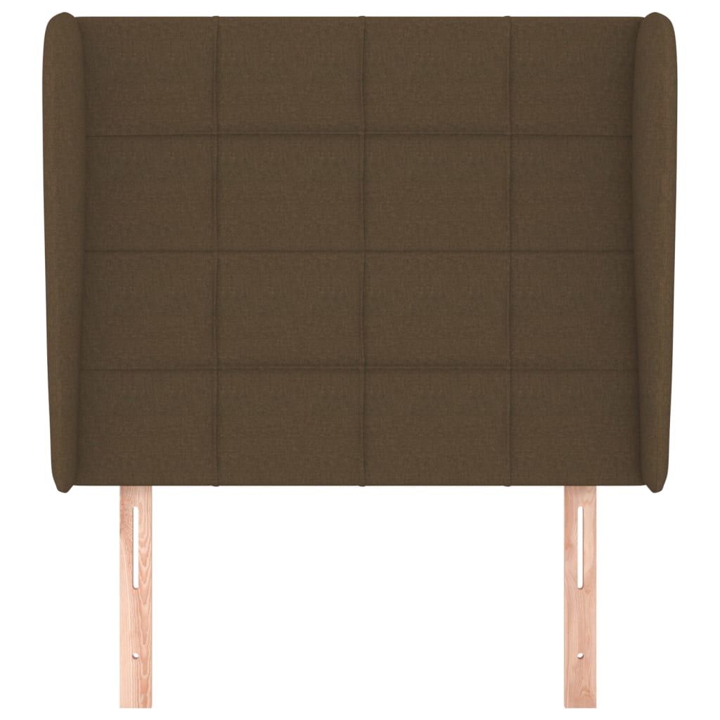 sengegavl med kanter 93x23x118/128 cm stof mørkebrun