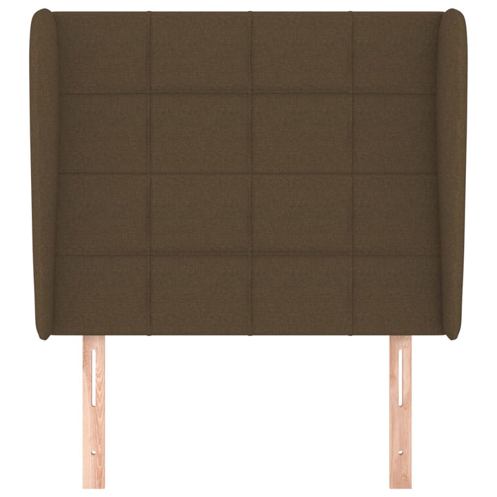 sengegavl med kanter 93x23x118/128 cm stof mørkebrun