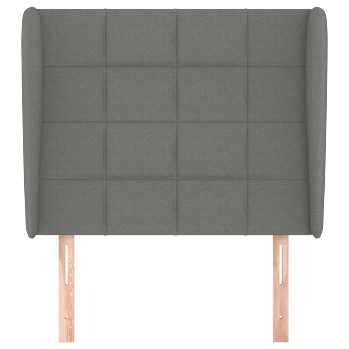 sengegavl med kanter 103x23x118/128 cm stof mørkegrå
