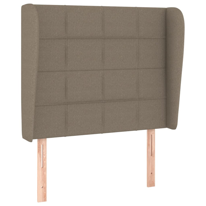 sengegavl med kanter 103x23x118/128 cm stof gråbrun