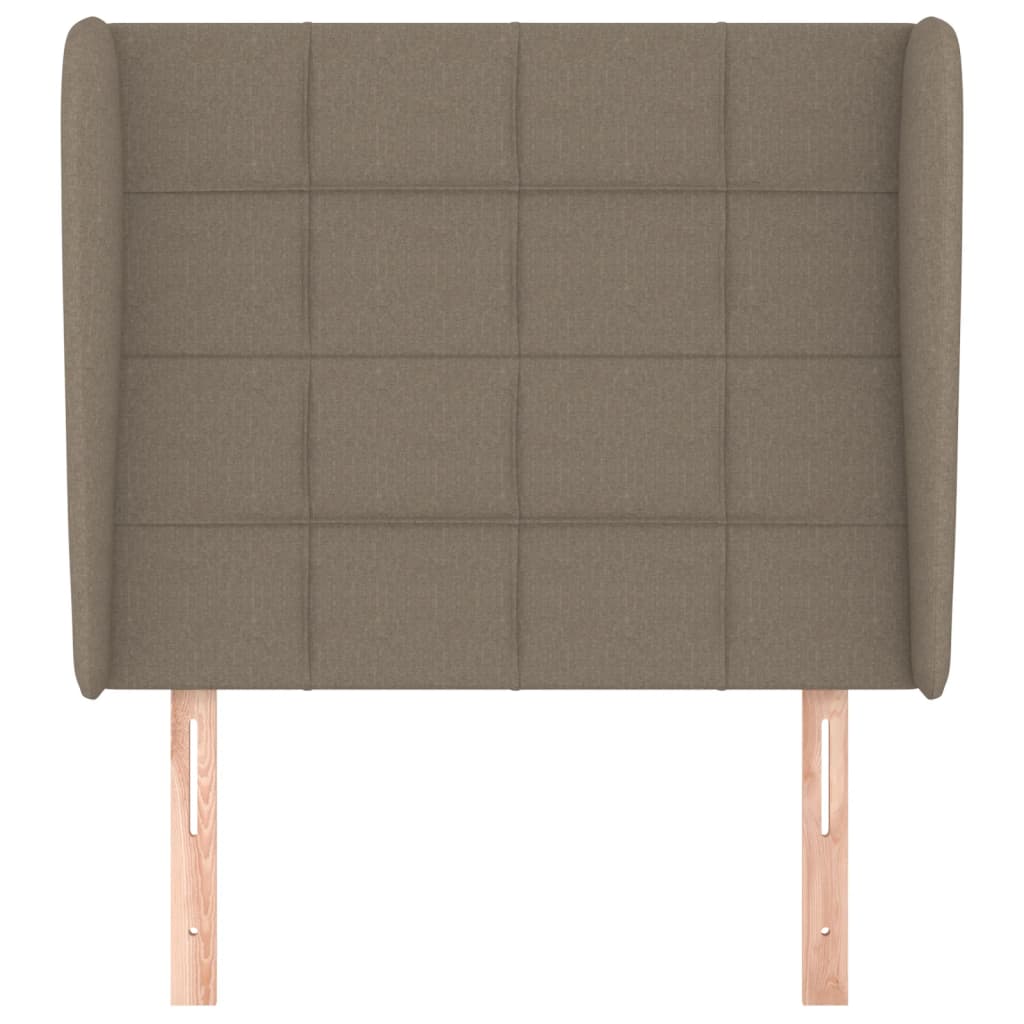 sengegavl med kanter 103x23x118/128 cm stof gråbrun