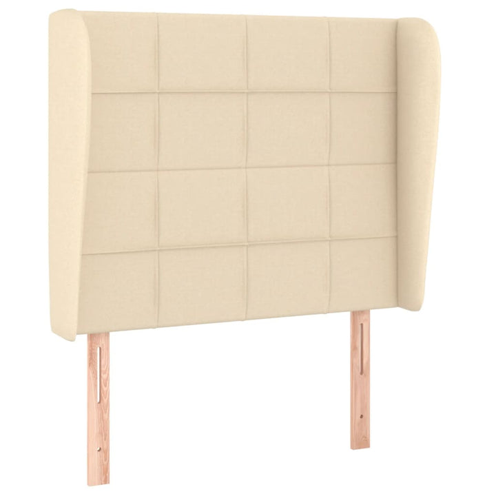 sengegavl med kanter 103x23x118/128 cm stof cremefarvet