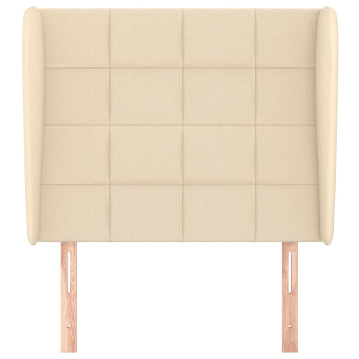 sengegavl med kanter 103x23x118/128 cm stof cremefarvet