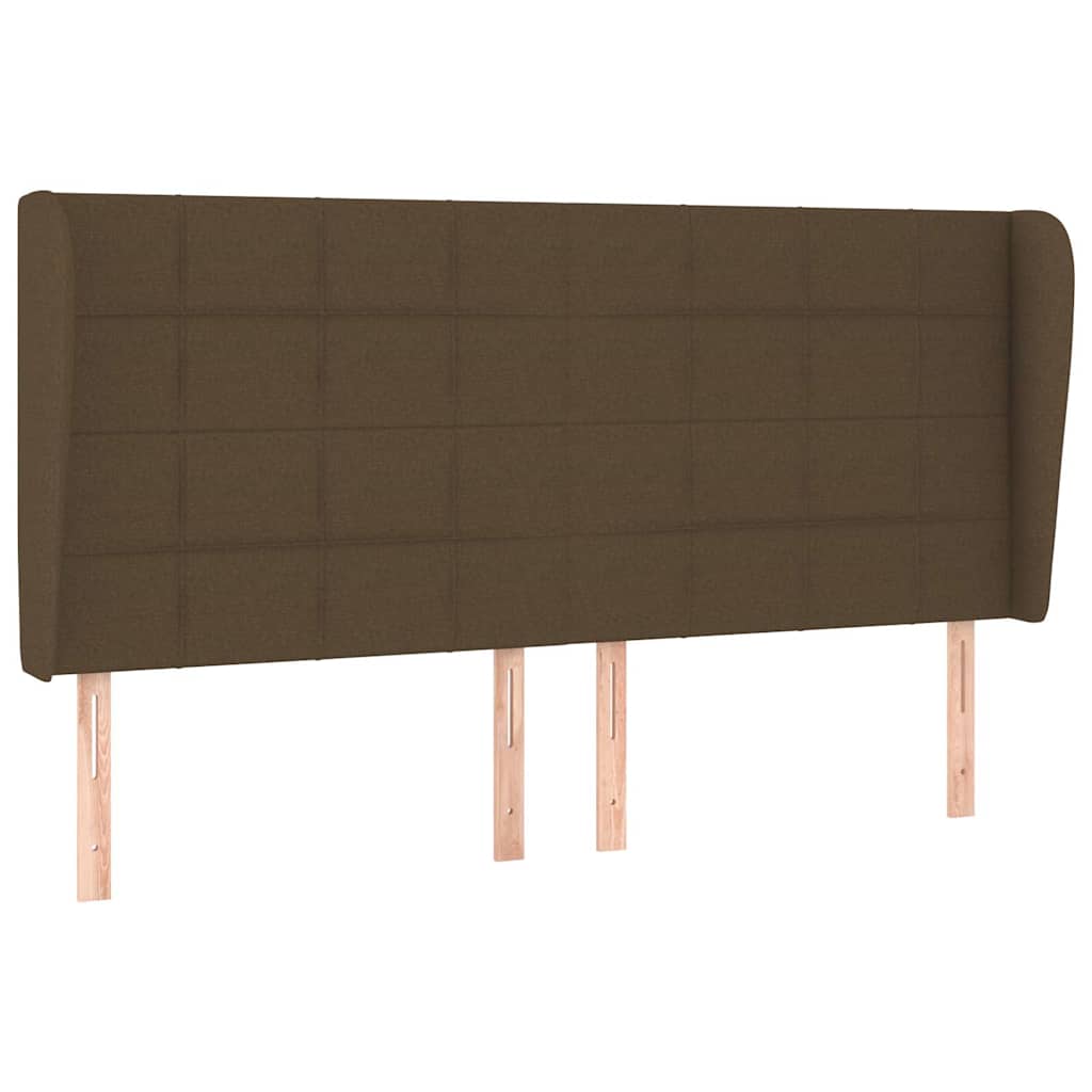 sengegavl med kanter 163x23x118/128 cm stof mørkebrun