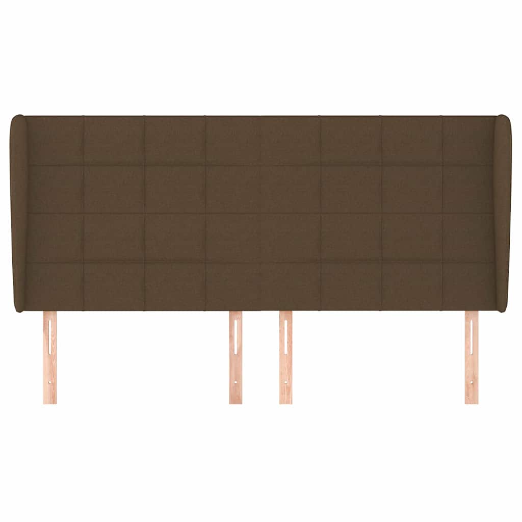 sengegavl med kanter 163x23x118/128 cm stof mørkebrun