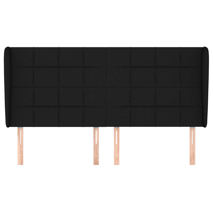 sengegavl med kanter 183x23x118/128 cm stof sort