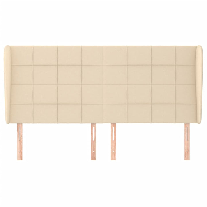 sengegavl med kanter 183x23x118/128 cm stof cremefarvet