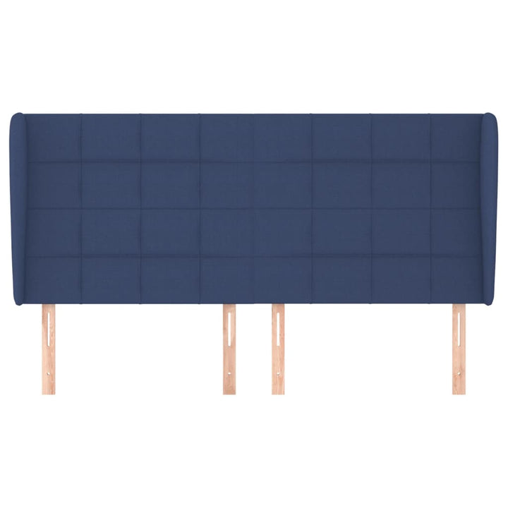 sengegavl med kanter 183x23x118/128 cm stof blå