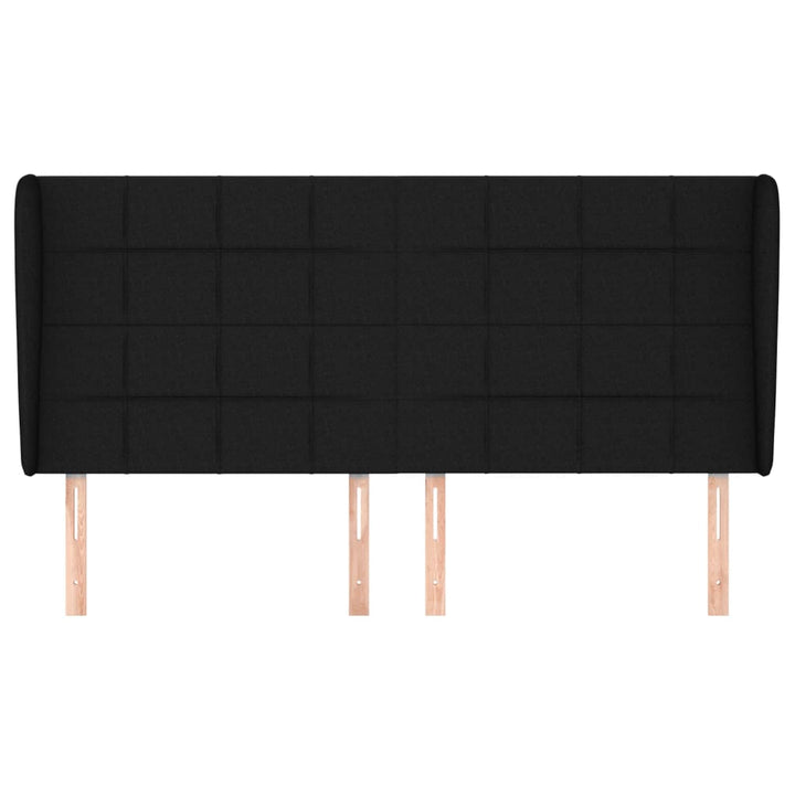 sengegavl med kanter 203x23x118/128 cm stof sort