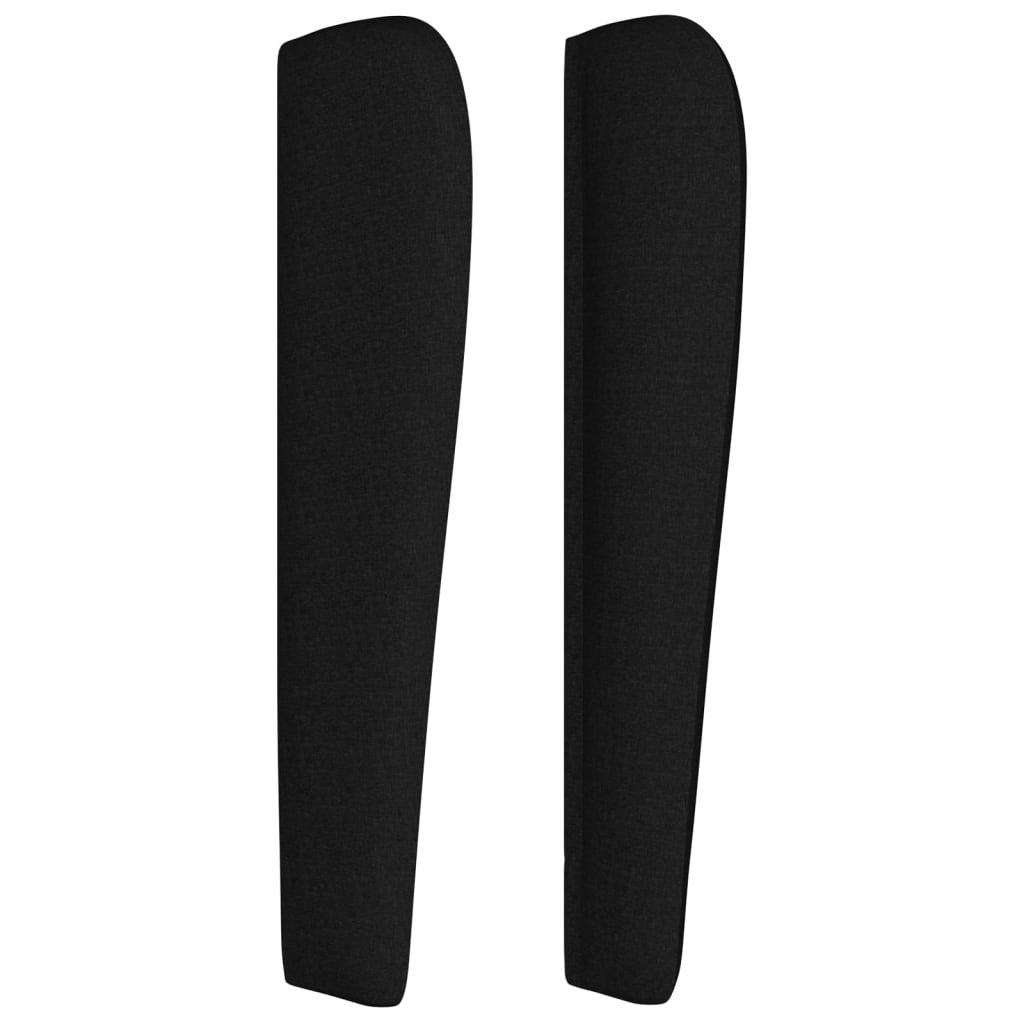 sengegavl med kanter 203x23x118/128 cm stof sort