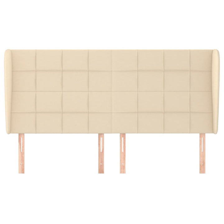 sengegavl med kanter 203x23x118/128 cm stof cremefarvet