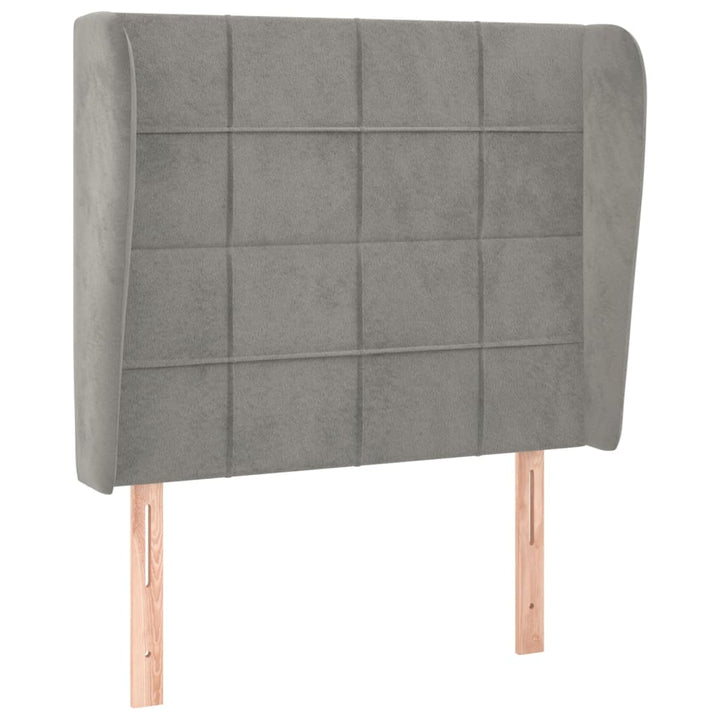sengegavl med kanter 83x23x118/128 cm fløjl lysegrå