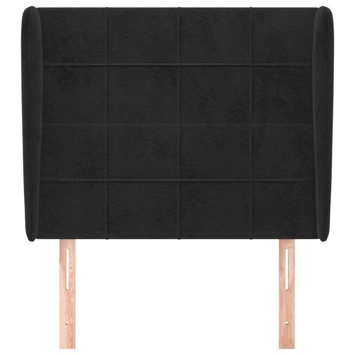 sengegavl med kanter 83x23x118/128 cm fløjl sort