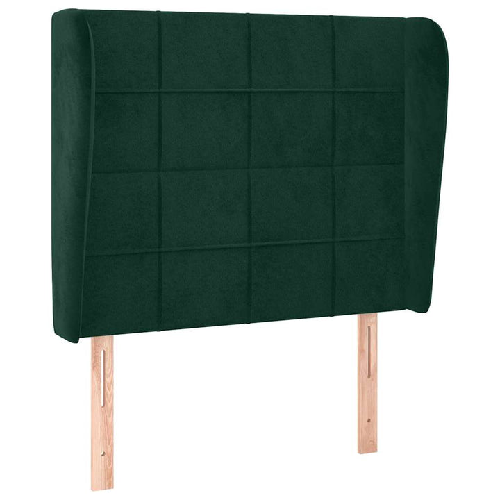 sengegavl med kanter 83x23x118/128 cm fløjl mørkegrøn