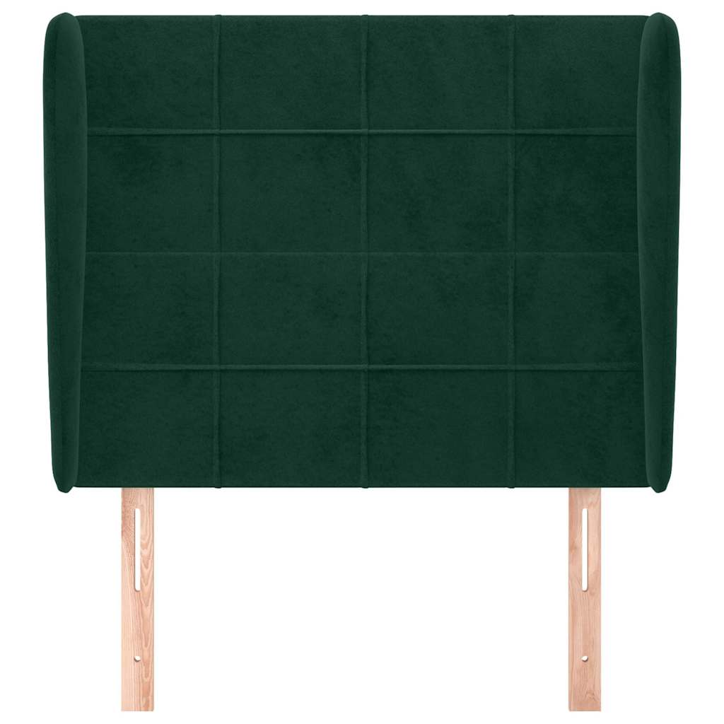 sengegavl med kanter 83x23x118/128 cm fløjl mørkegrøn