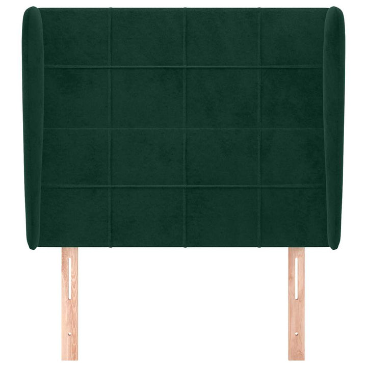 sengegavl med kanter 83x23x118/128 cm fløjl mørkegrøn